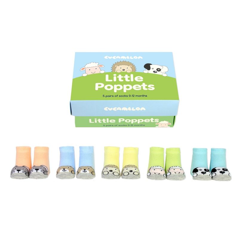 Baby Sokken Little Poppets 5 paar 0-12 md Cadeaudoos