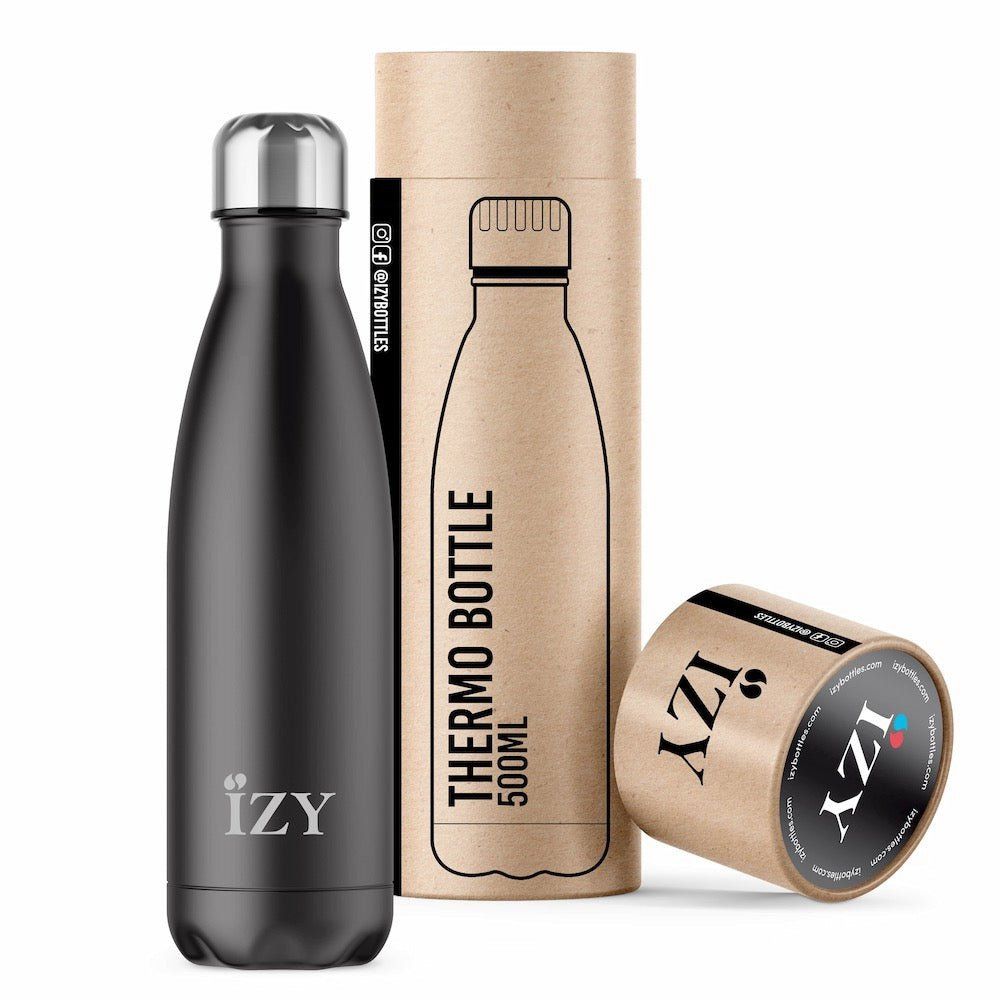 IZY Bottle, Matte Black, 500ML, giftbox - Thermosfles | Drinkfles | Waterfles | Schoolfles | Isoleerfles | Thermos | Fles | Thermo | Isoleer | Drink | Water