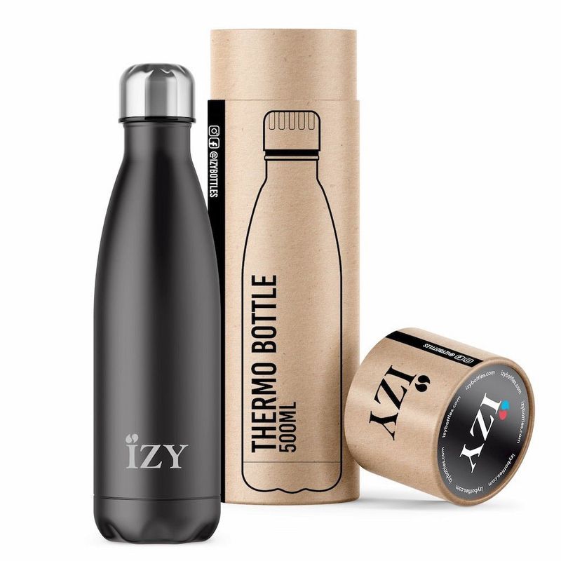 IZY Bottle, Matte Black, 500ML, giftbox - Thermosfles | Drinkfles | Waterfles | Schoolfles | Isoleerfles | Thermos | Fles | Thermo | Isoleer | Drink | Water