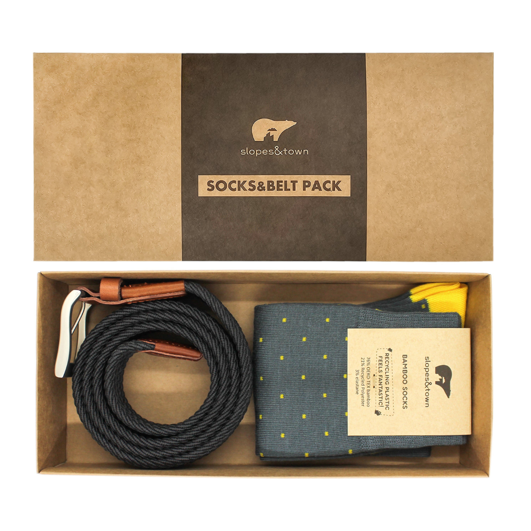 Geschenkdoos riem Philip en Yellow Dot Socks