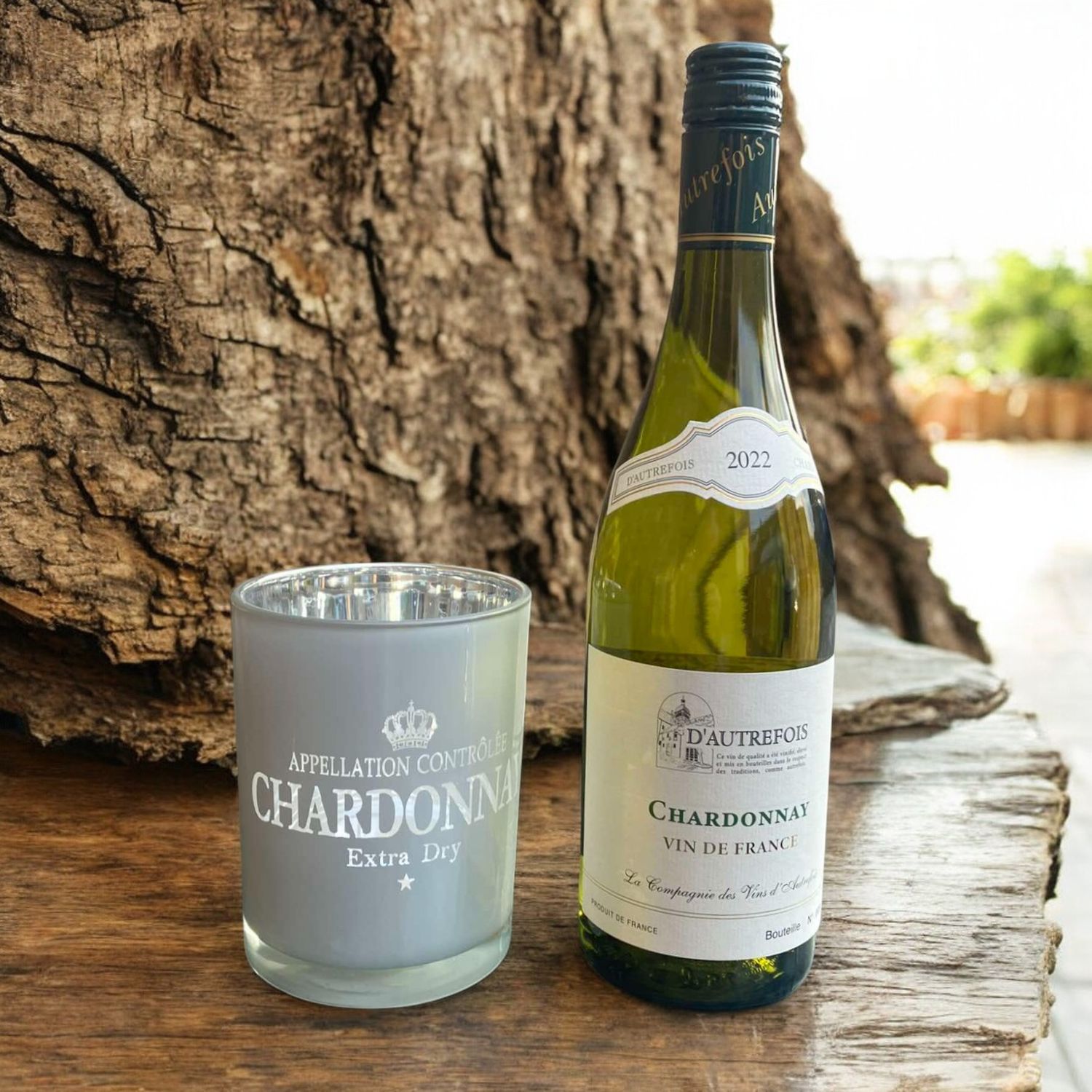 Chardonnay D&#39;autrefois 2022 met theelichthouder
