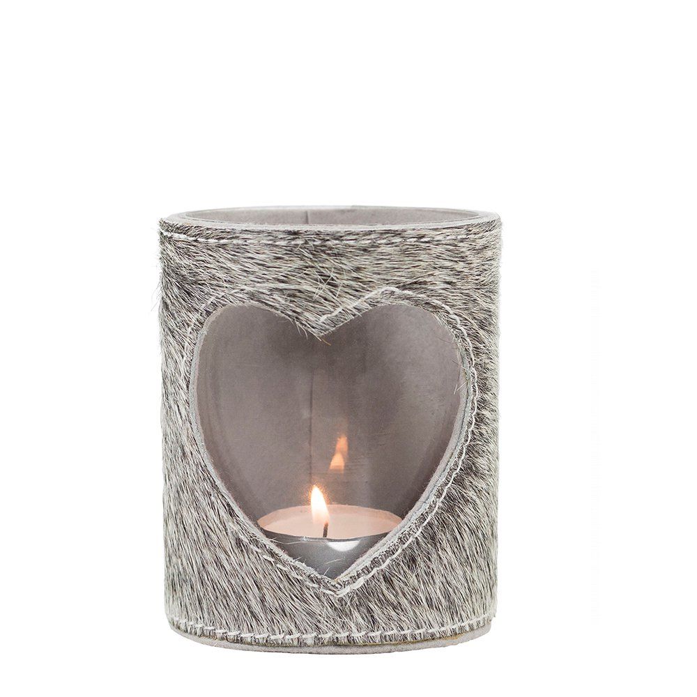 windlicht koe hart grijs 15cm