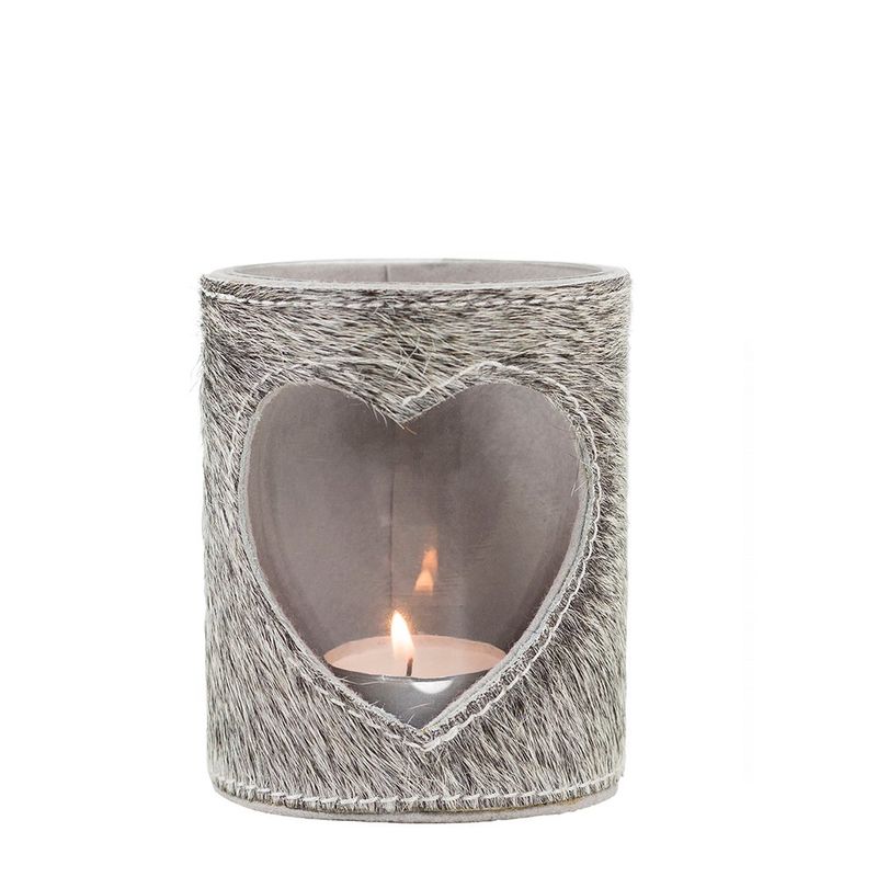 windlicht koe hart grijs 15cm