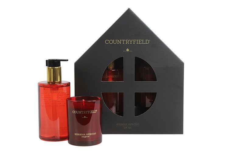 Elegance Gift box hand wash &amp; kaars rood-L7,5B21,5H25CM