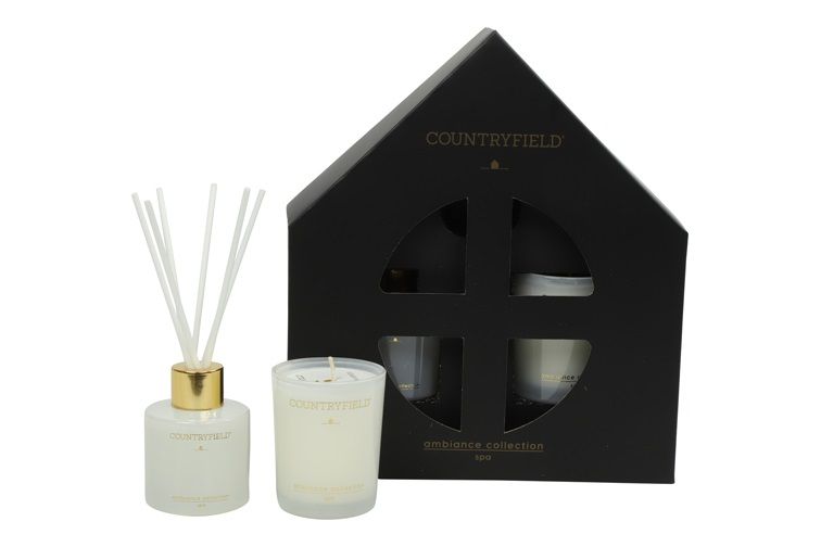 Spa Gift box geurstokje &amp; kaars XS wit-L19,5B6,5H22CM