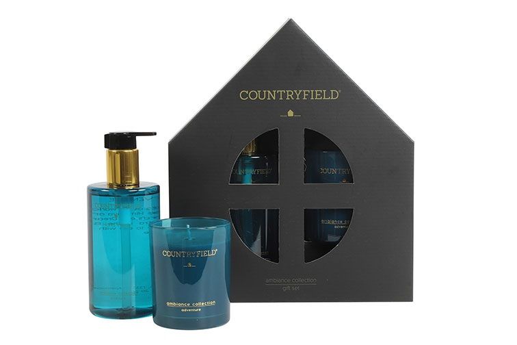 Adventure Gift box hand wash &amp; kaars petrol-L7,5B21,5H25CM