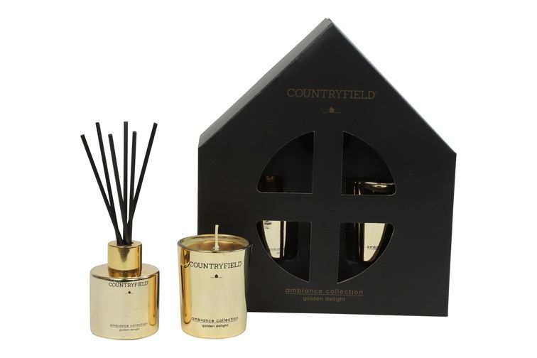 Golden Delight Gift box geurstokje &amp; kaars XS goud-L19,5B6,5H22CM