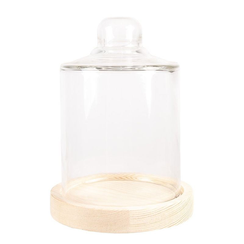 Stolp Bruin, Hout en Glas Ø 13x18 cm