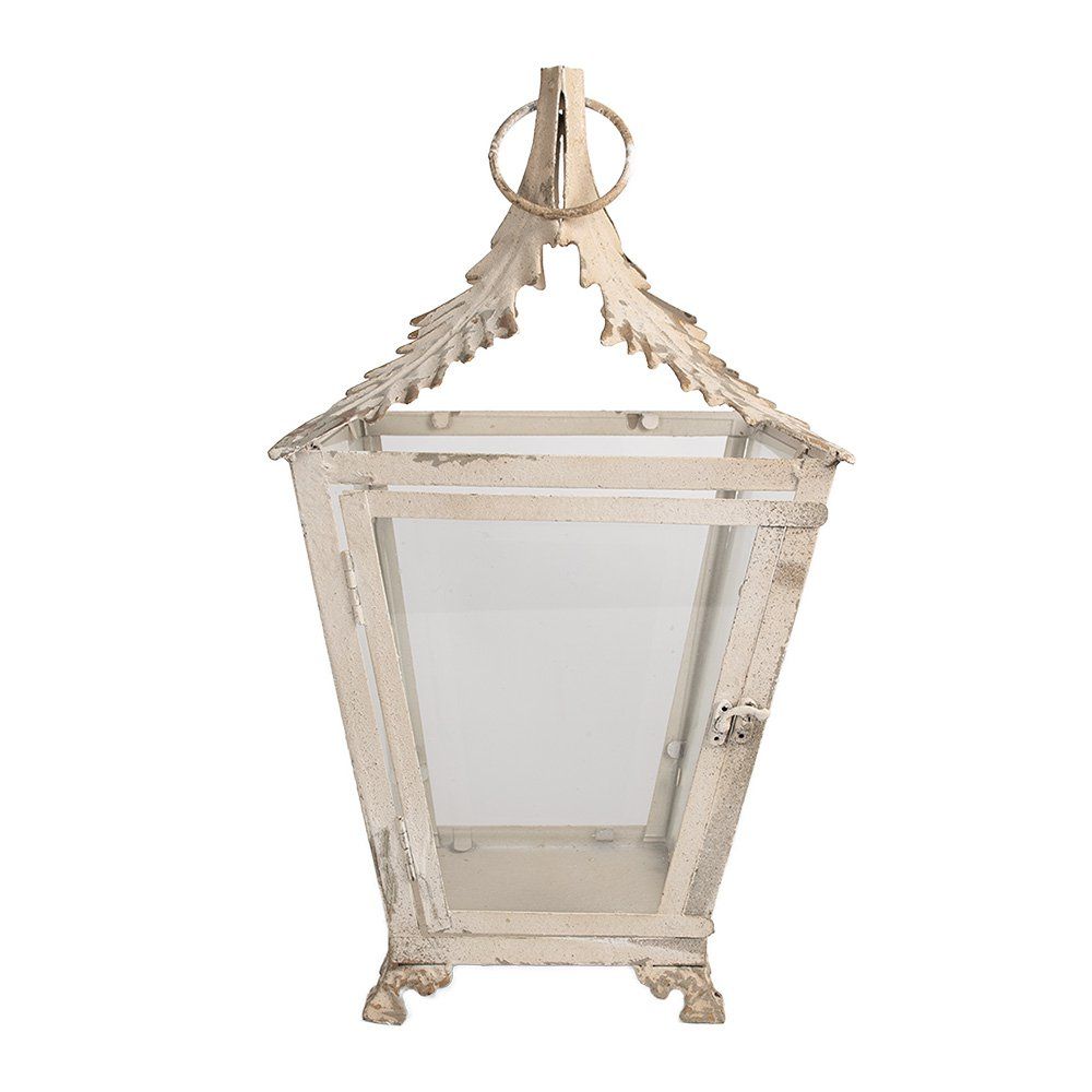 Lantaarn Beige, Metaal en Glas 26x26x47 cm