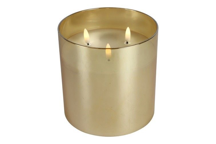 Kaars i/glas Ø15CM LED ro Lyon S goud-L15B15H15CM