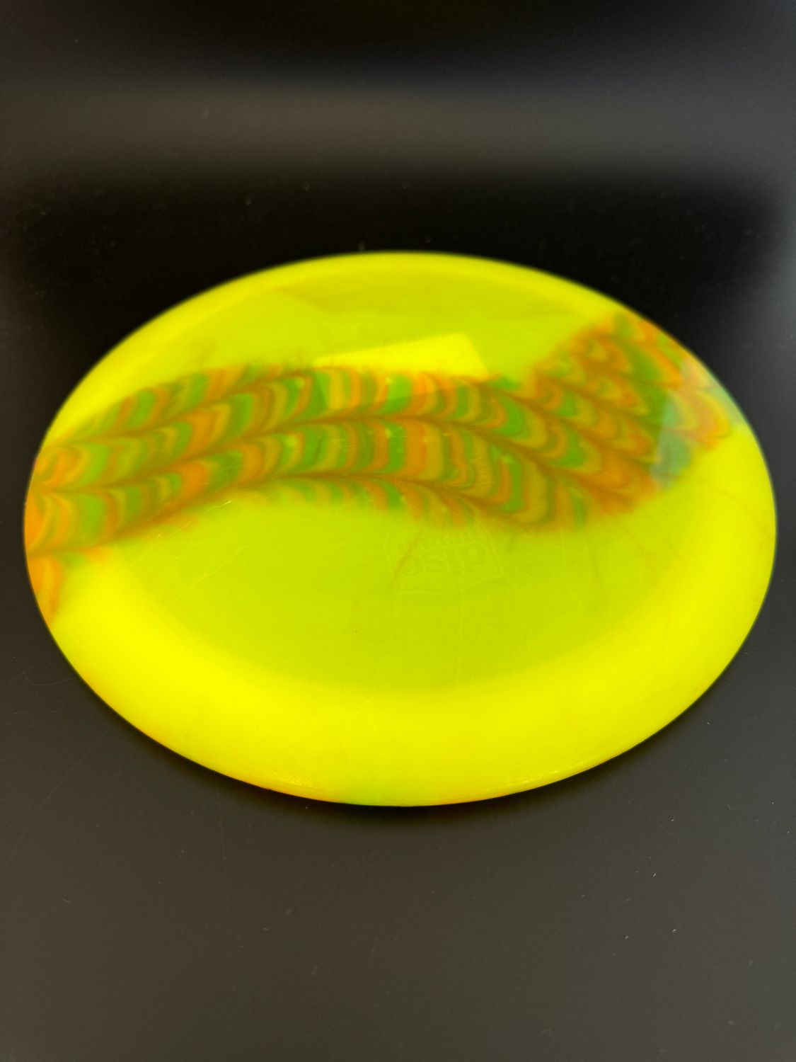 DISC GOLF DISC DISTANCE DRIVER Discmania Neo Evo Enigma, YELLOW, USED; inked