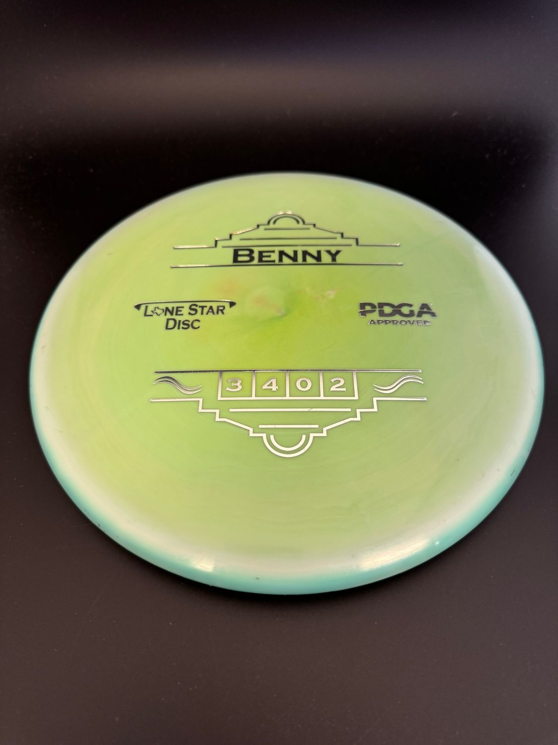 Lone Star Disc Alpha Benny, GREEN, USED; Stock Stamp 169g