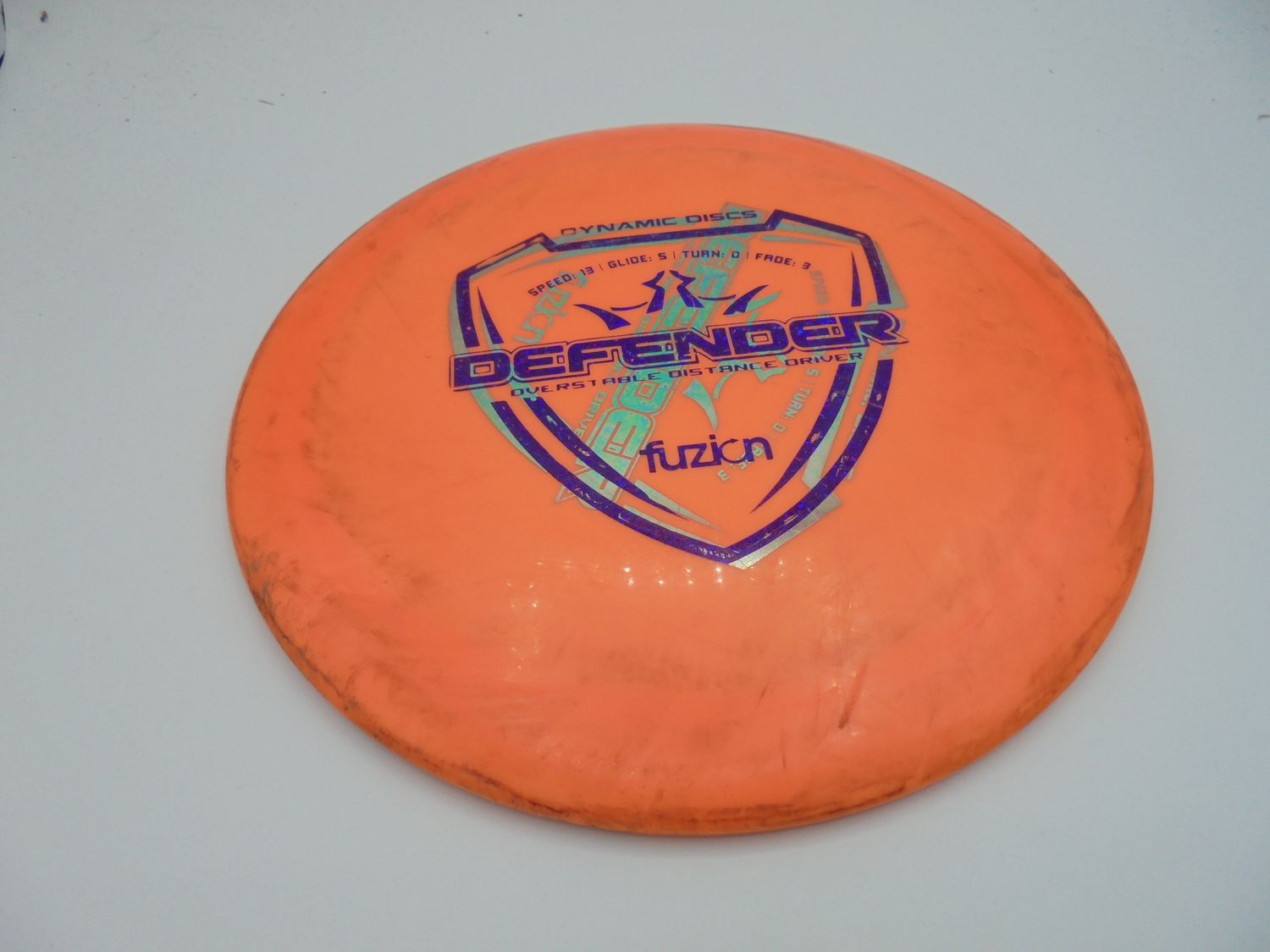 Dynamic Discs Fuzion Defender Orange Dbl Stamp 174g -AH