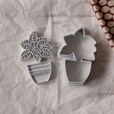 3D Printed Potted Plant with Stamp Cookie Cutter Set