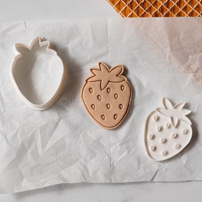 3D Printed Strawberry Stamp Cookie Cutter Set