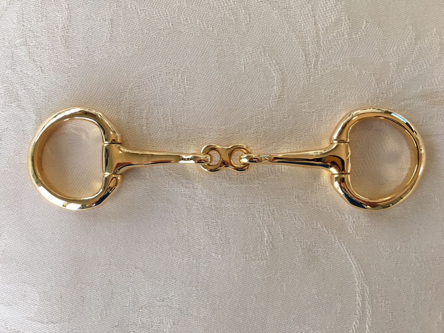 EGGBUTT FLAT RING with FRENCH LINK BIT, Colour: Brass, Size: 3&quot;