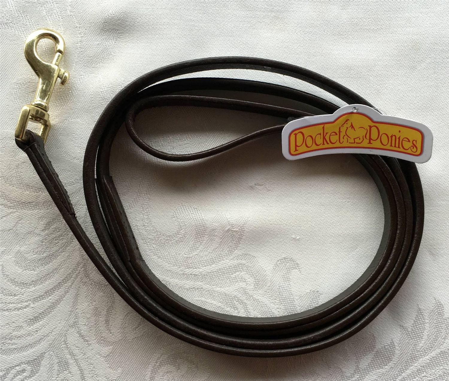 Leather Snap Leads, Colour: Black/Brass