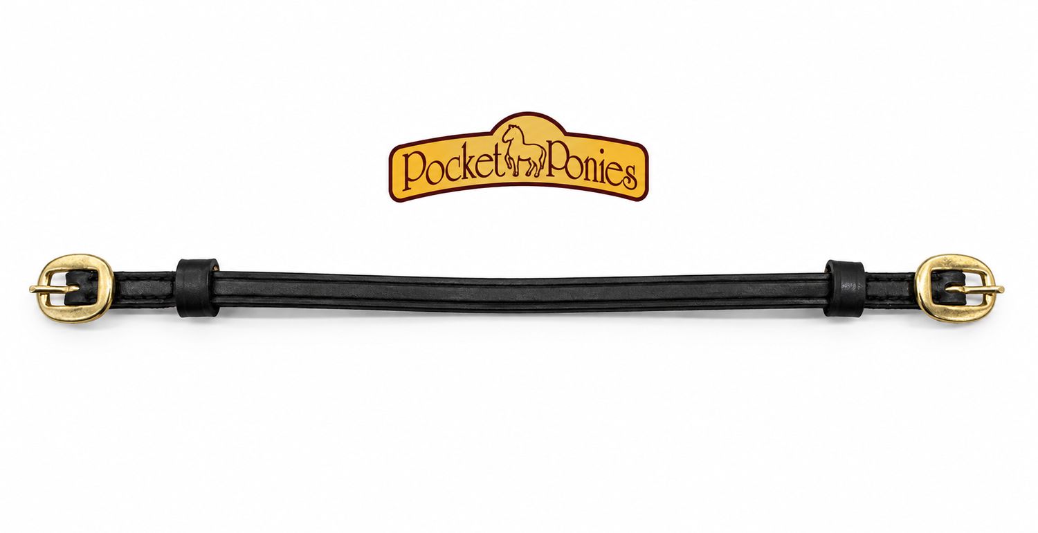 Leather Throat Lash, Color: Black/Brass, Size: 10"