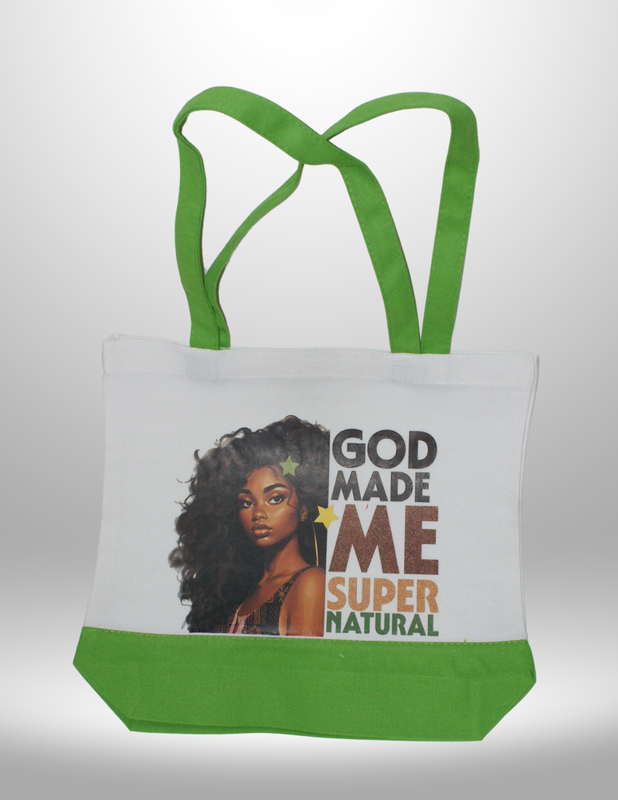 "God Made Me" Green Two-Toned Tote