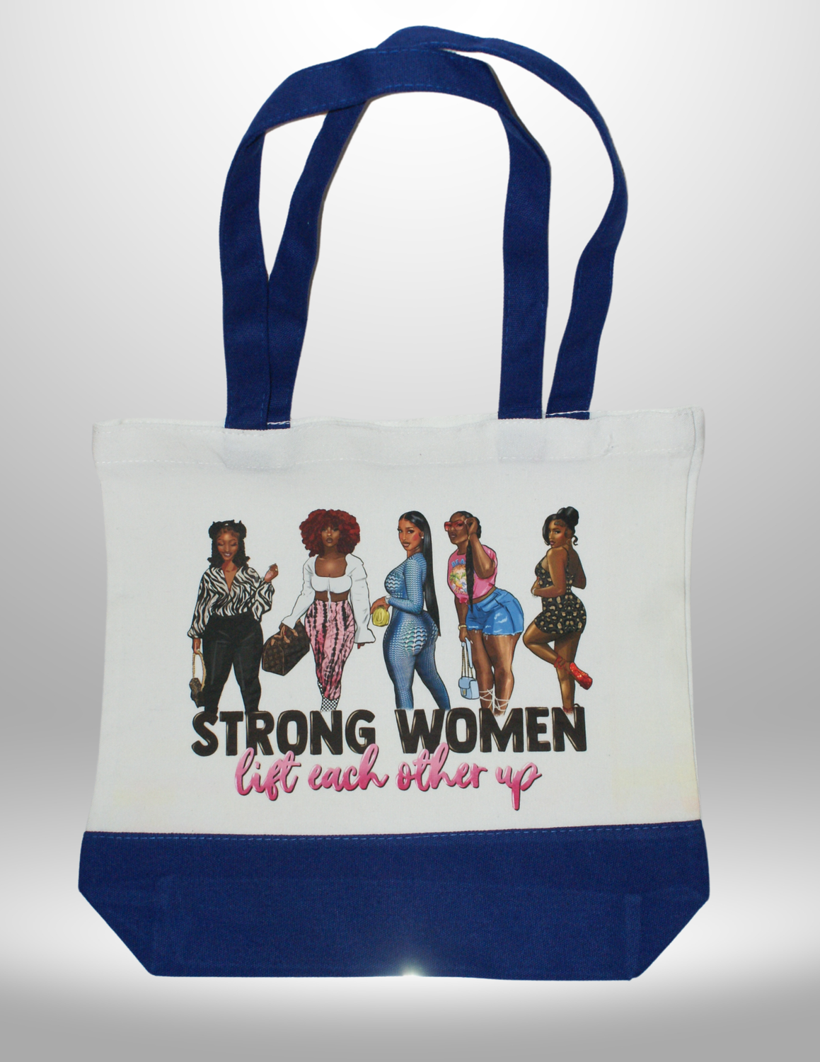 "Strong Women" Navy Blue Two-Toned Tote