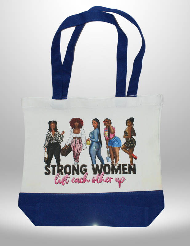 "Strong Women" Navy Blue Two-Toned Tote