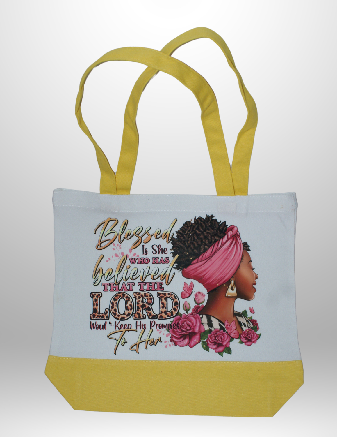 "Blessed is She" Yellow Two-Toned Tote