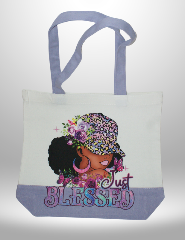 "Blessed" Grey Two-Toned Tote