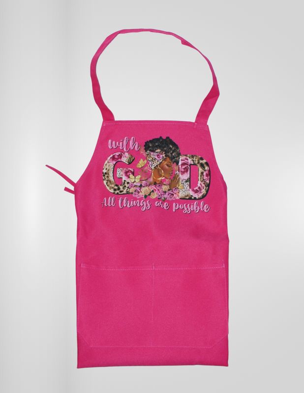 Apron-Pink-With God All Things are Possible