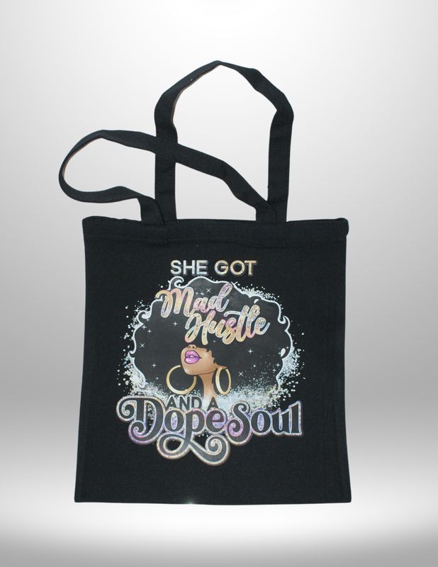 Canvas Tote Bag-Black Mad Hustle