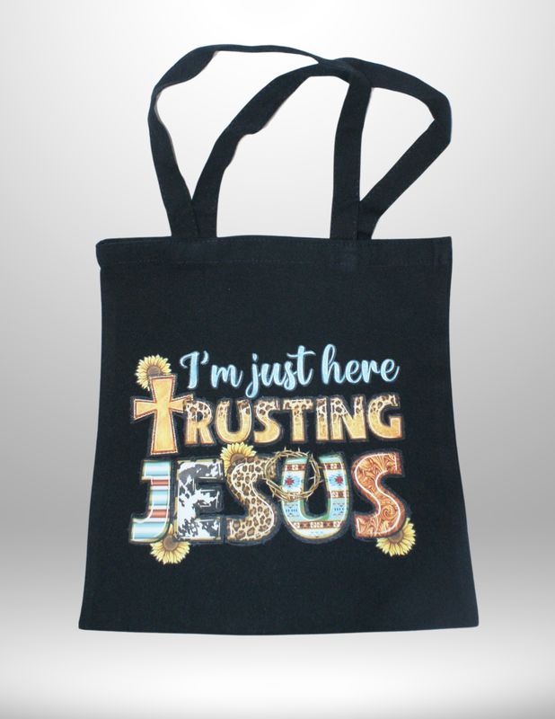 Canvas Tote Bag-Black Trusting Jesus
