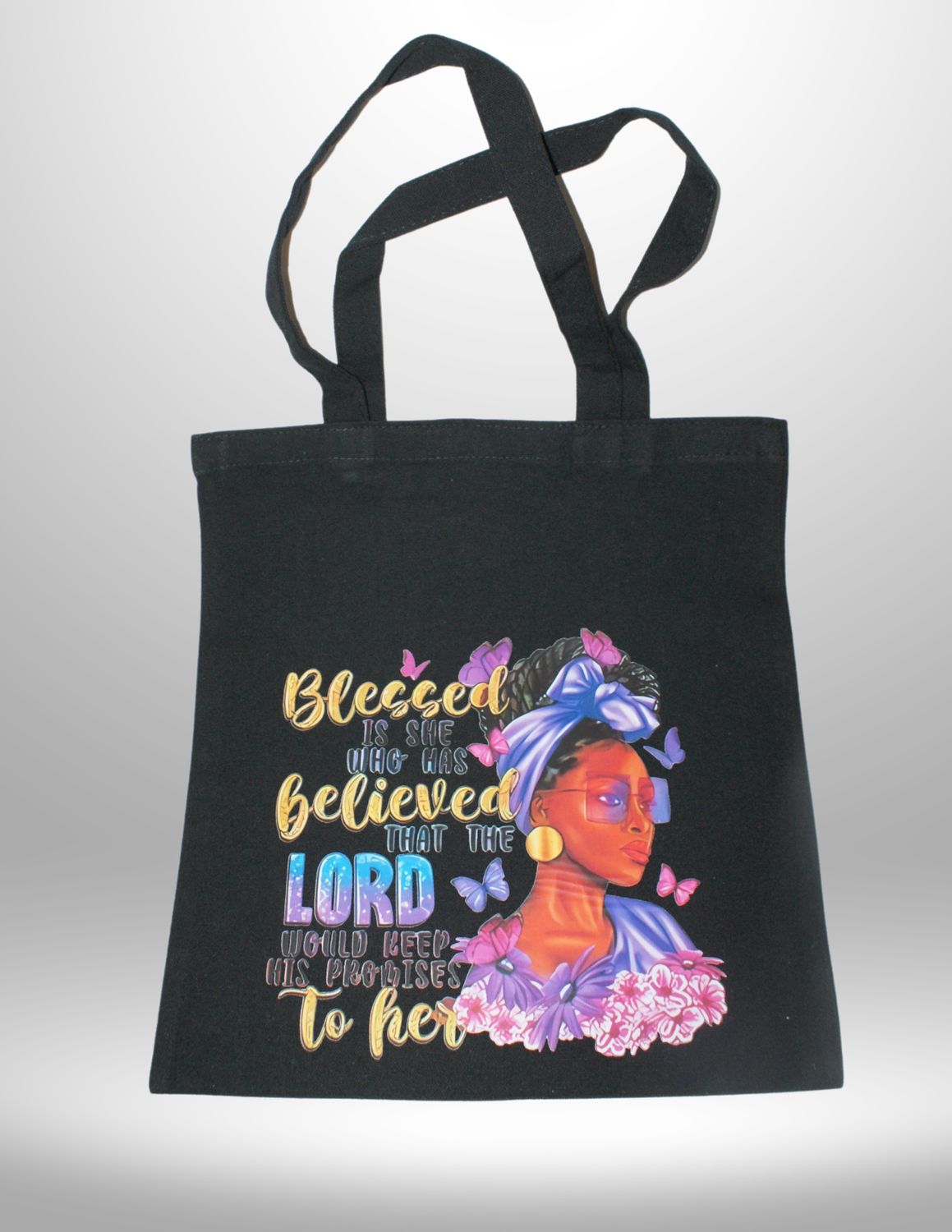 Canvas Tote Bag-Black Blessed and Believe