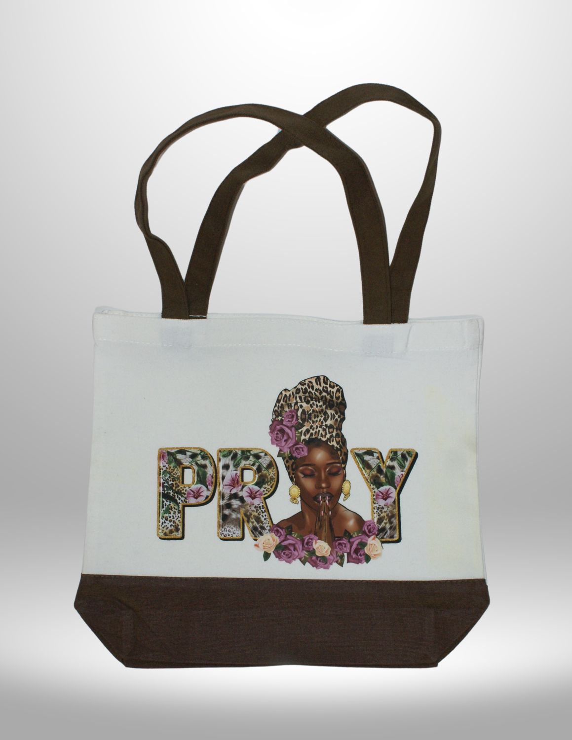 Canvas Tote Bag-Brown Pray