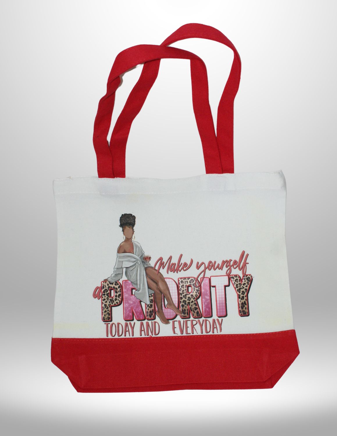 Canvas Tote Bag-Red-Make Yourself a Priority