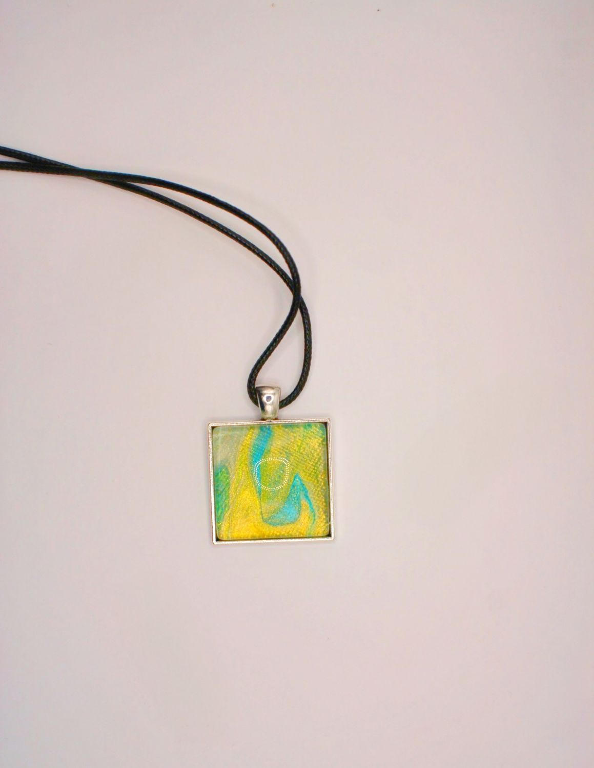 Gold and Blue Square Pendant