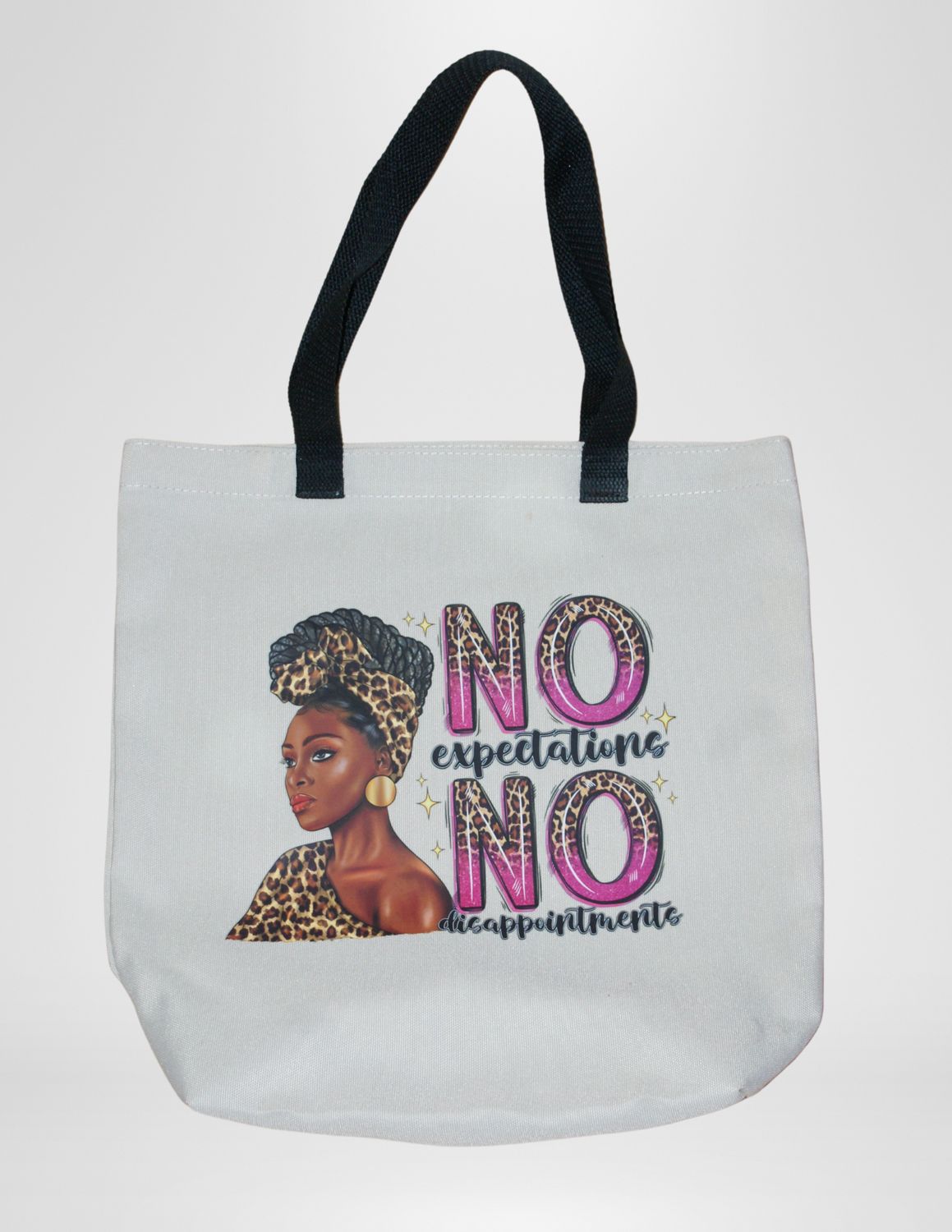 Canvas Tote Bag-Beige-No Expectations, No Dissapointments