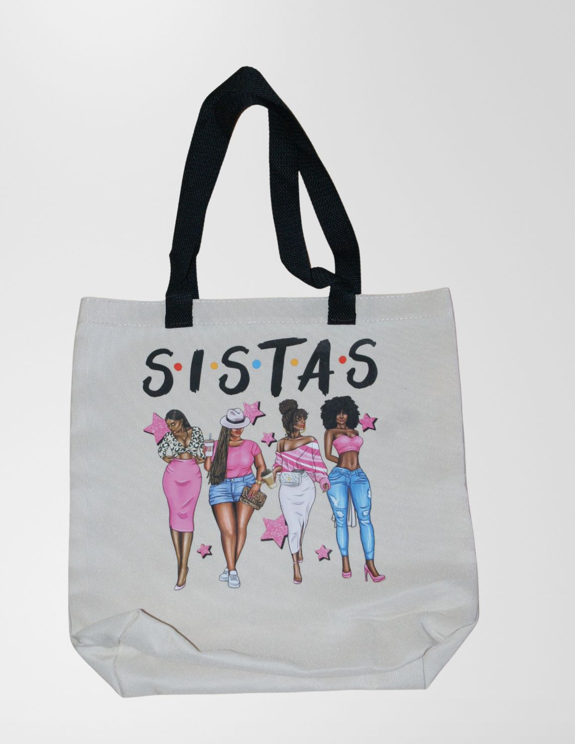 Canvas Tote Bag-Black Straps Sistas