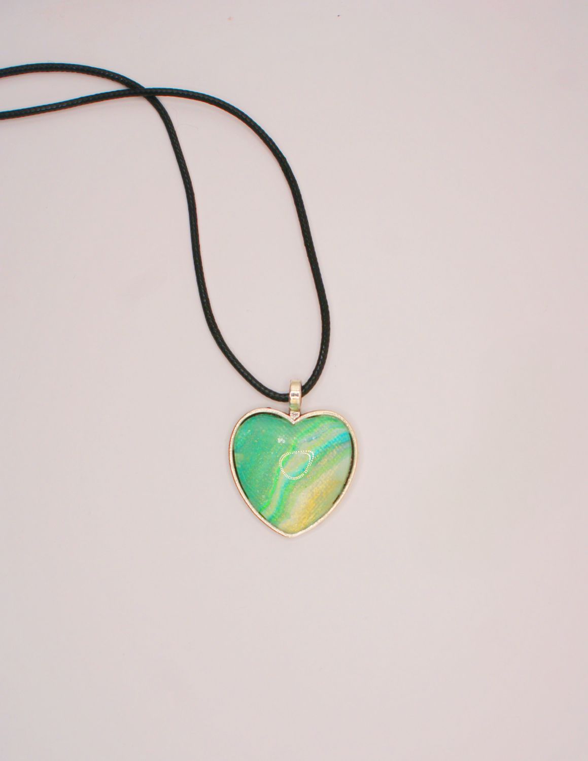 Green Gold and Blue Heart Pendant