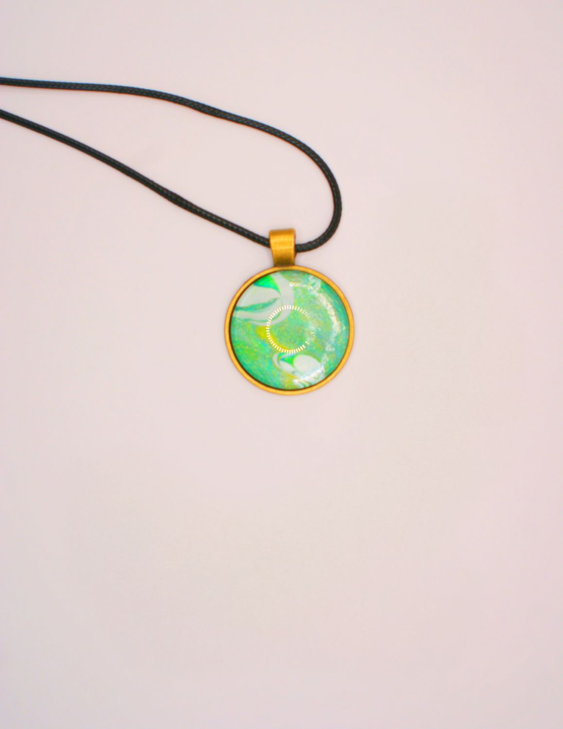 Green, Gold and Blue Round Pendant