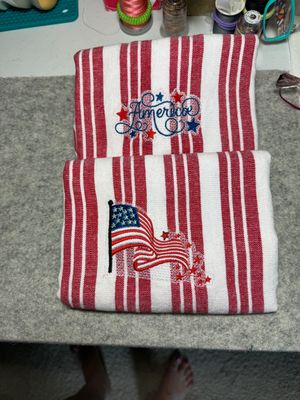 Red Striped American, Patriotic Themed Dish Towels