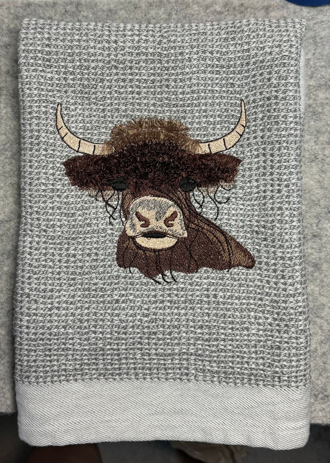 Highland Cow waffle Dish Towel