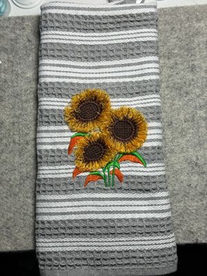 Triple fluffy Sunflowers towel
