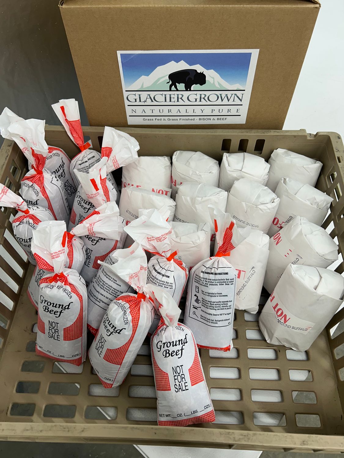Bison & Beef Burger Combo  - 25 lbs:  12 lbs of ground bison and 13 lbs of ground  beef - $354.50