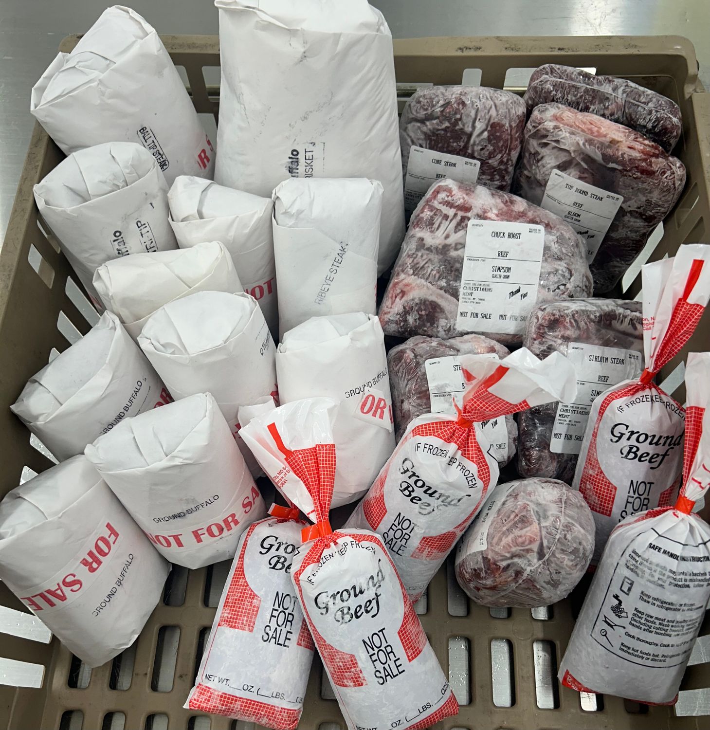 Bison & Beef Basic Combo - average 30 lbs - approx. 15 lbs of beef and 15 lbs of bison