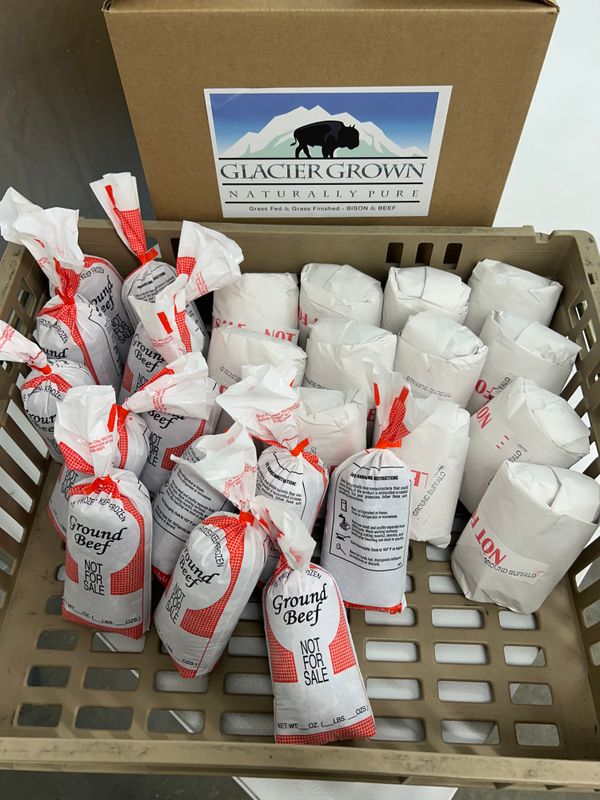 Bison & Beef Burger Combo  - 25 lbs:  12 lbs of ground bison and 13 lbs of ground  beef