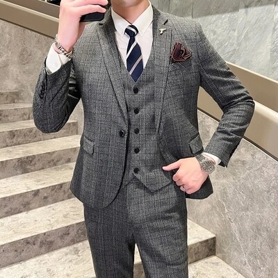 2024 High-end All-match Suit for Men Bridegroom Wedding Dress Slim-fit Business Casual Formal Suit