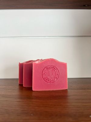 3 bars of red soap with stamp