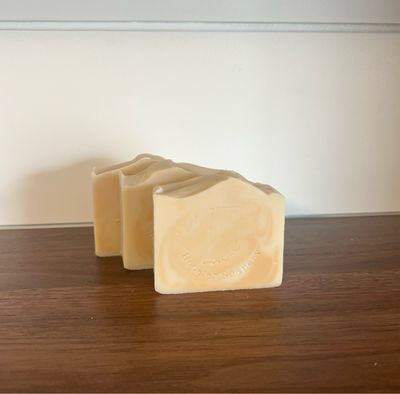 Bars of light tan and dark tan soap
