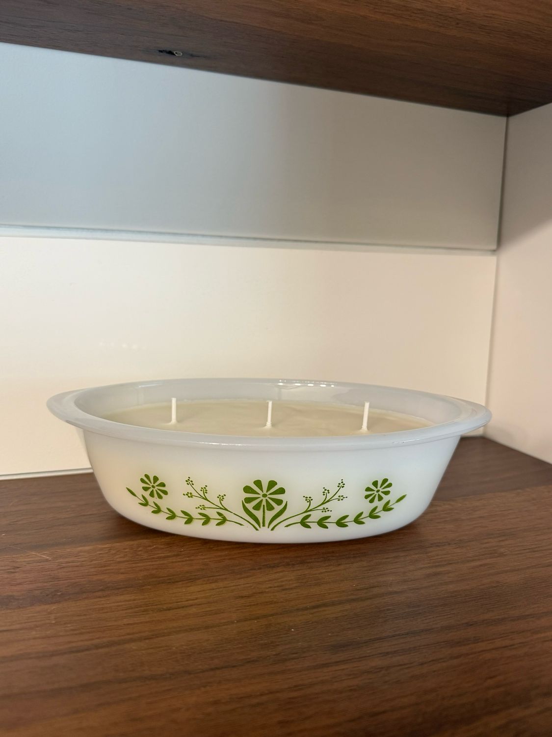 Hand-poured Apple Candle in Vintage Glasbake