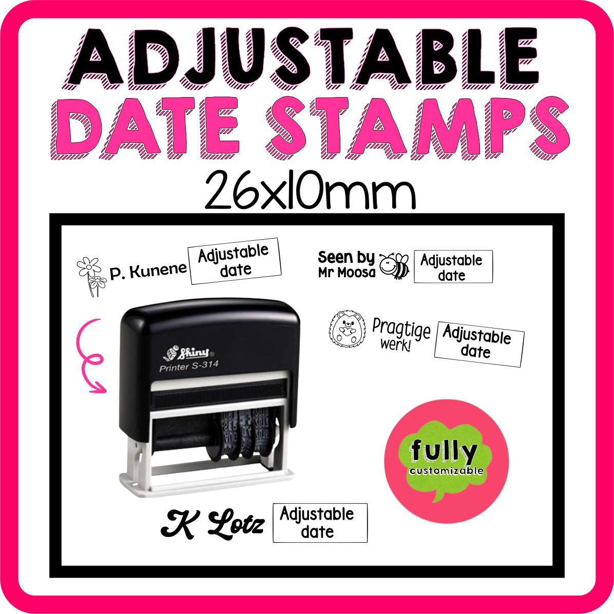 26x10mm In-Line Date Stamps