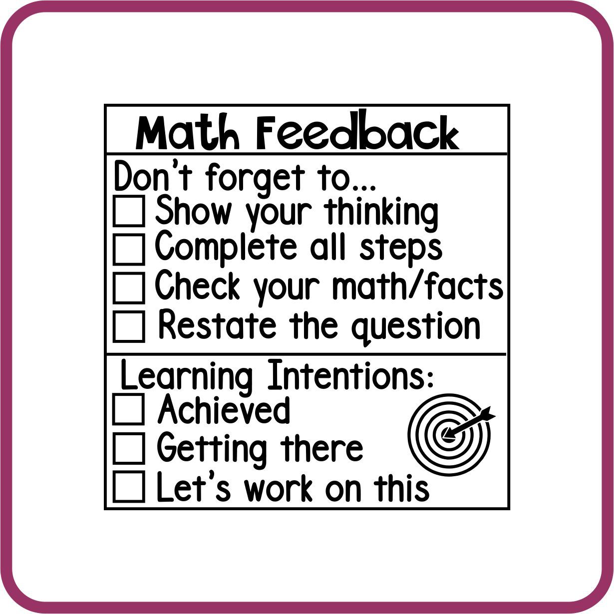 Checklist Stamp - Math Feedback